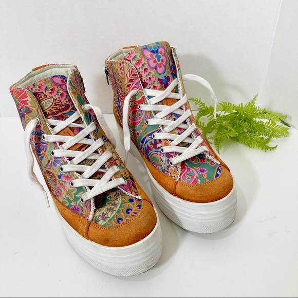Jijil Shoes - Italian jijil platform suede sneakers, floral